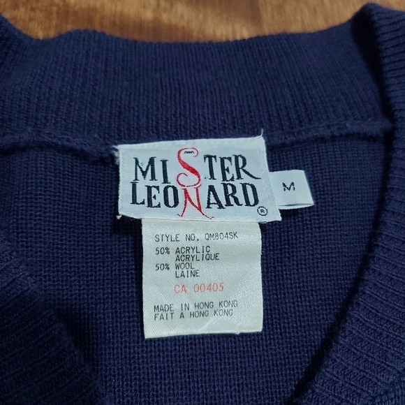 Vintage MISTER LEONARD Woolblend Full Zip Bat Sleeve Sweater Size Medium - Picture 8 of 9